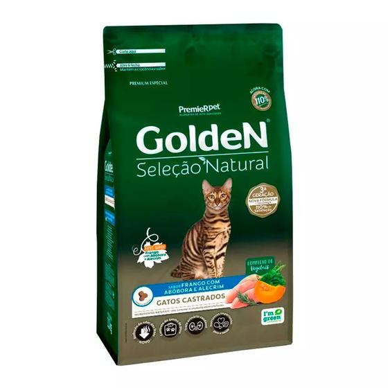 Imagem de Ração Premier Golden Seleção Natural para Gatos Adultos Castrados Abóbora e Alecrim 10,1kg