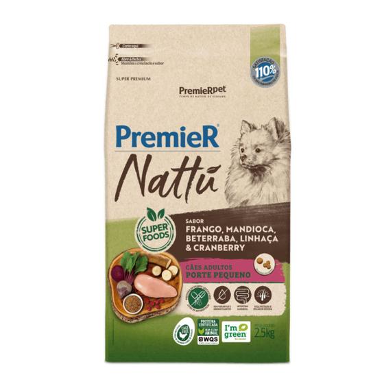 Imagem de Ração Premier Nattu Cães Adultos Porte Pequeno Frango e Mandioca 2,5 kg