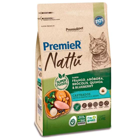 Imagem de Ração Premier Nattu para Gatos Adultos Castrados Sabor Abóbora 1,5kg