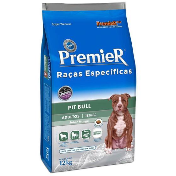 Imagem de Ração Premier Para Cães Adultos Raças Específicas Pitbuul Sabor Frango 12kg - Premier Pet