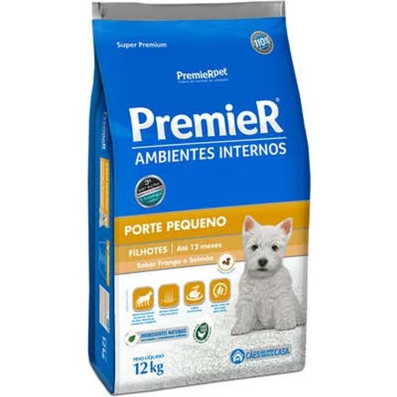 Ração Premier Pet Ambientes Internos Cães Filhotes Frango e Salmão 12KG Menor preço em Ração Premier Pet Ambientes Internos Cães Filhotes Frango e Salmão 12KG