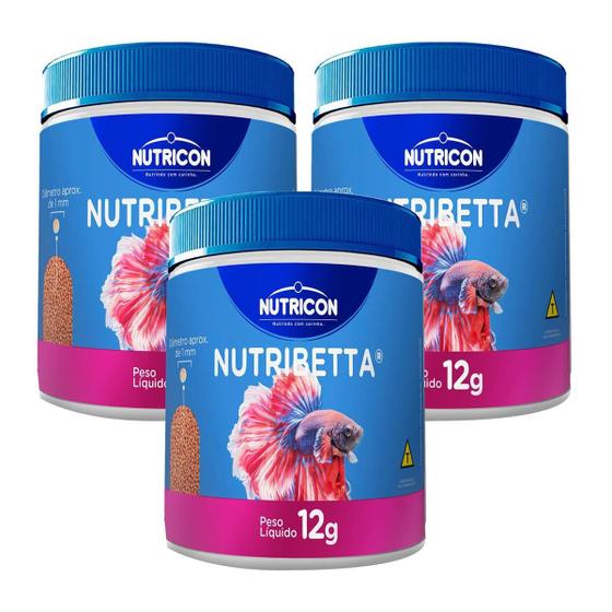 Imagem de Ração Premium Nutricon Nutribetta 12G Para Bettas 3 Unidades