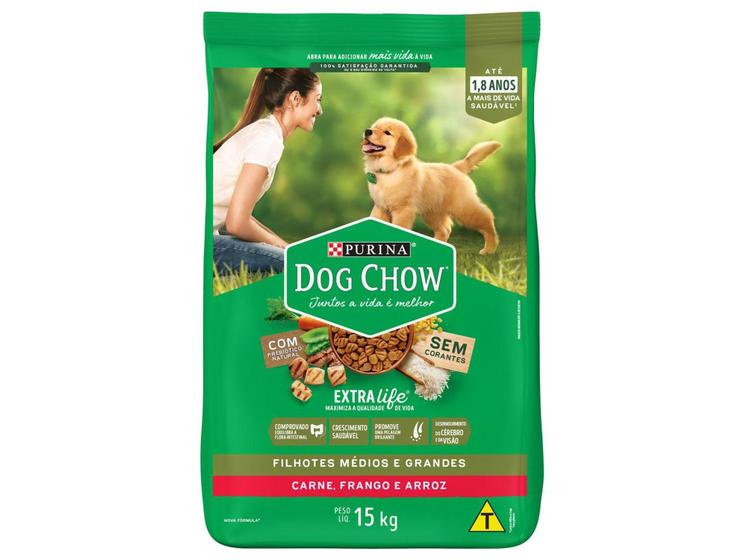 Imagem de Ração Premium para Cachorro Dog Chow ExtraLife - Filhote Carne Frango e Arroz 15kg