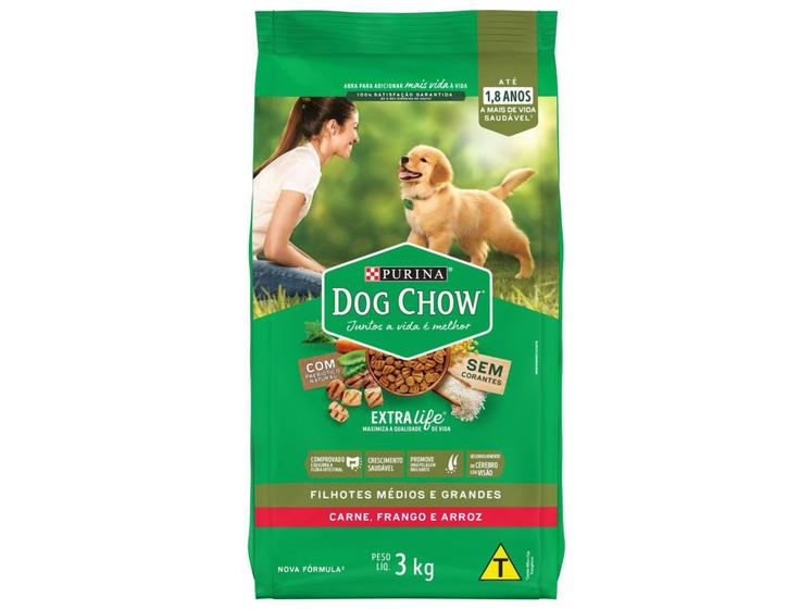 Imagem de Ração Premium para Cachorro Dog Chow ExtraLife - Filhote Carne Frango e Arroz 3kg