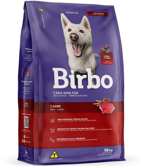 Imagem de Ração Premium Para Cães Adultos Birbo Sabor Carne 15kg - Nutriri