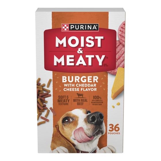 Imagem de Ração Purina Moist & Meaty Burger para Cães - 36 Sachês com Cheddar