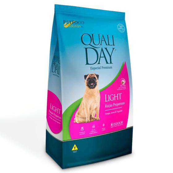 Imagem de Ração Qualiday Light para Cães Adultos de Porte Pequeno Sabor Frango, Arroz e Vegetais 3kg