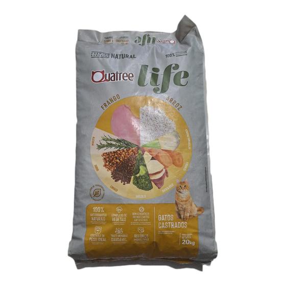 Imagem de Ração Quatree Life Gatos Castrados Frango E Arroz 20Kg