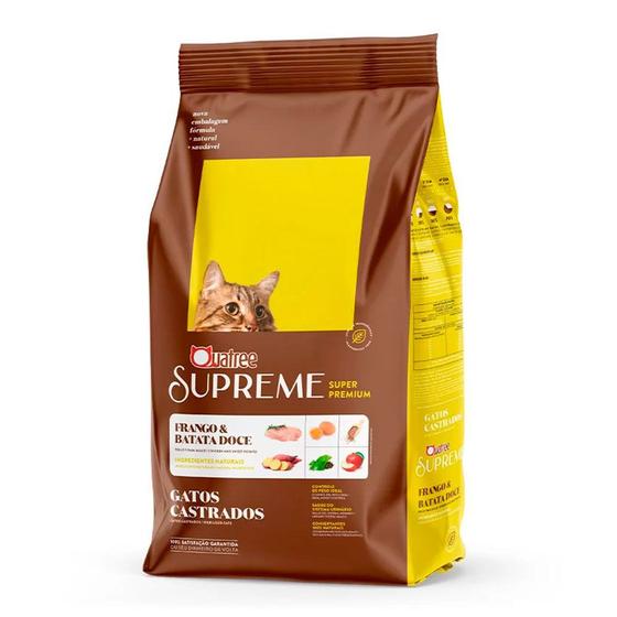 Ração Quatree Supreme Gatos Castrados Frango e Batata doce 10,1kg ...