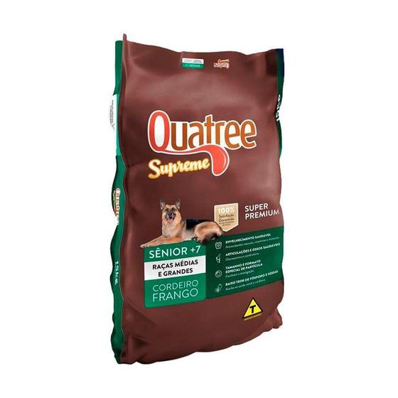 Imagem de Ração Quatree Supreme para Cães Sênior +7 de Porte Médio e Grande Sabor Cordeiro e Frango - 15kg