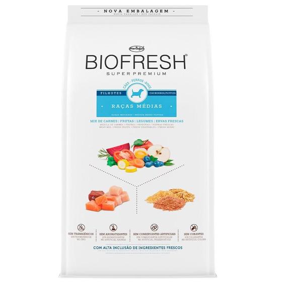 Imagem de Ração Seca Biofresh Mix de Carne, Frutas, Legumes e Ervas Frescas Cães Filhotes de Raças Médias - 10,1 Kg