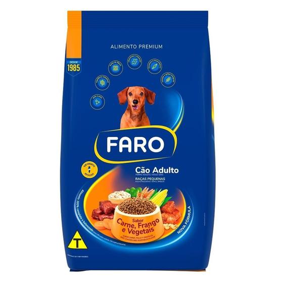 Imagem de Ração Seca Faro Carne, Frango e Vegetais para Cães Adultos Porte Pequeno - 10,1 Kg