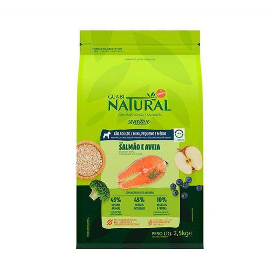 Ração Seca Guabi Natural Sensitive Salmão e Avei para Cães Adultos Raças Mini, Pequena e Média 2,5kg Menor preço em Ração Seca Guabi Natural Sensitive Salmão e Avei para Cães Adultos Raças Mini, Pequena e Média 2,5kg