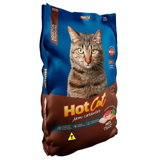 Imagem de Ração Seca Hot Cat Mix Sem Corantes para Gatos Filhotes e Adultos - 10,1 Kg