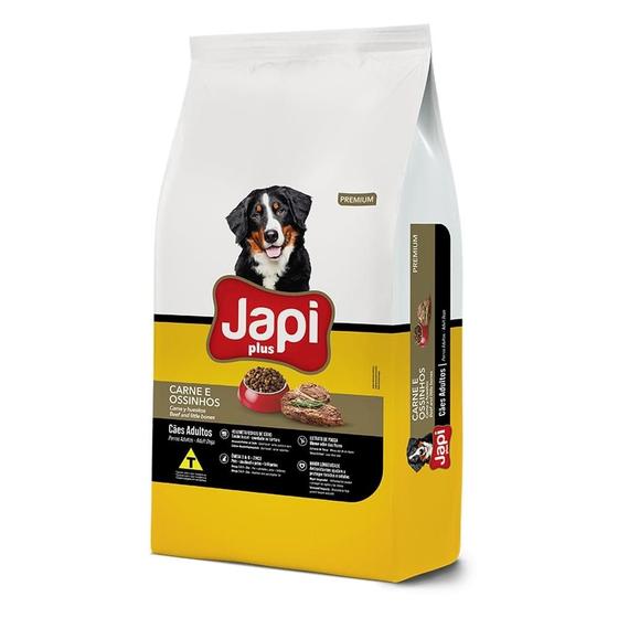 Imagem de Ração Seca Japi Plus Carne e Ossinhos para Cães Adultos -15 Kg