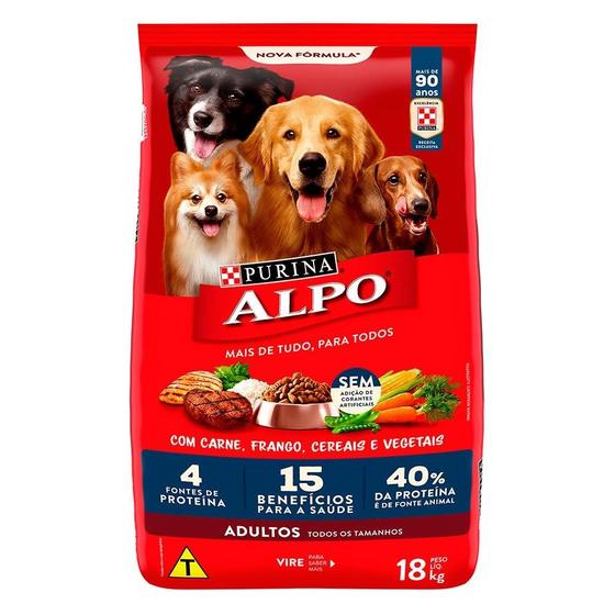 Ração Seca Nestlé Purina Alpo Carne, Frango, Cereais e Vegetais para Cães Adultos - 18 Kg Menor preço em Ração Seca Nestlé Purina Alpo Carne, Frango, Cereais e Vegetais para Cães Adultos - 18 Kg