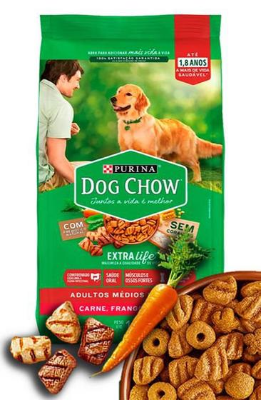 Imagem de Ração Seca Nestlé Purina Dog Chow Extra Life Carne, Frango e Arroz para Cães Adultos todas as Raças - 3Kg