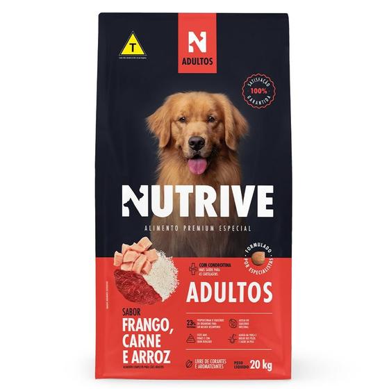 Imagem de Ração Seca Nutrive Frango, Carne e Arroz para Cães Adultos - 20 Kg