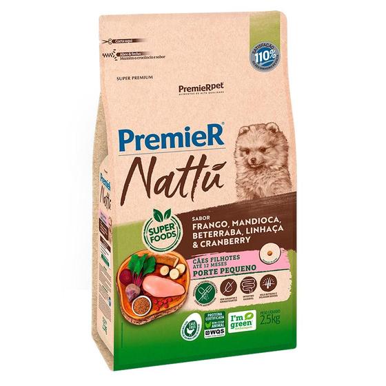 Imagem de Ração Seca PremieR Nattú Mandioca para Cães Filhotes de Pequeno Porte - 2,5 Kg