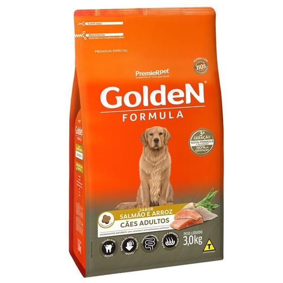 Imagem de Ração Seca PremieR Pet Golden Formula Cães Adultos Salmão e Arroz - 3 Kg