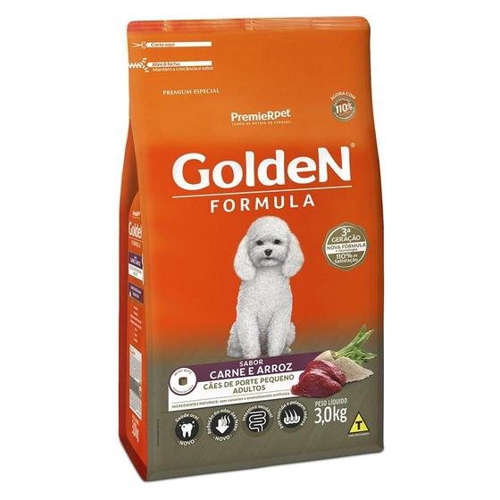 Imagem de Ração Seca PremieR Pet Golden Formula Carne e Arroz para Cães Adultos de Raças Pequenas - 3 Kg