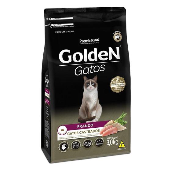 Imagem de Ração Seca PremieR Pet Golden Gatos Adultos Castrados Frango - 3 Kg