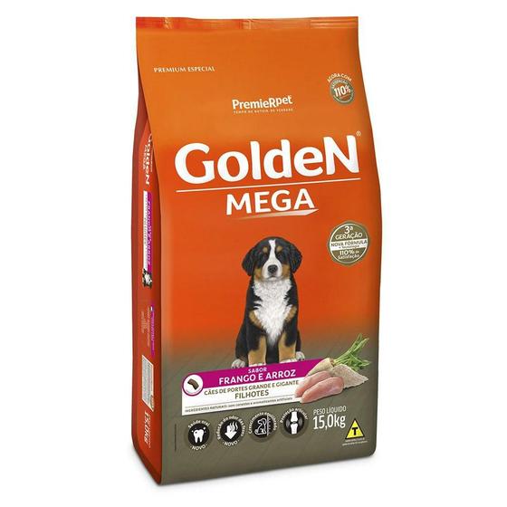 Imagem de Ração Seca PremieR Pet Golden Mega Cães Filhotes Raças Grandes Frango e Arroz - 15 Kg