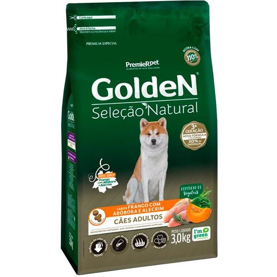 Imagem de Ração Seca PremieR Pet Golden Seleção Natural Frango, Abóbora e Alecrim para Cães Adultos - 3 Kg