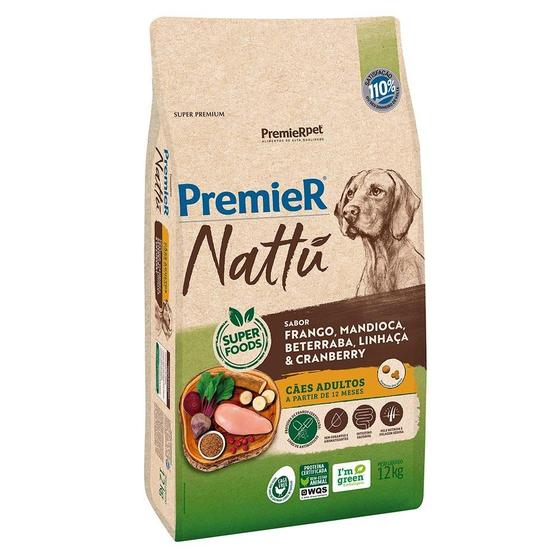 Imagem de Ração Seca PremieR Pet Nattú Mandioca para Cães Adultos - 12 Kg