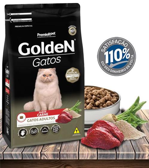 Imagem de Ração Seca PremieRPet Golden Carne para Gatos Adultos - 3Kg