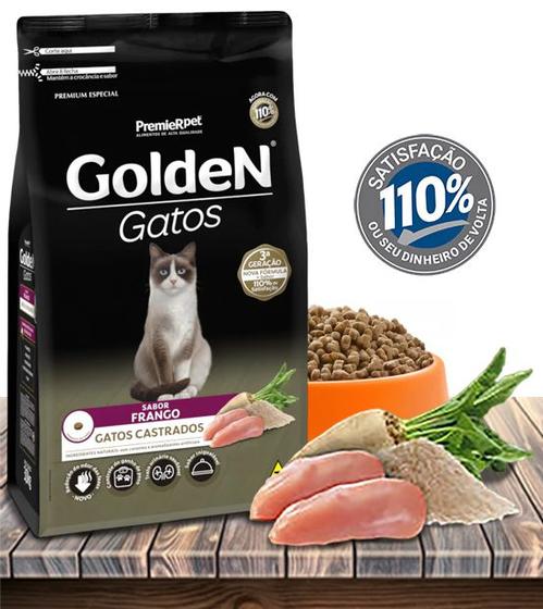 Imagem de Ração Seca PremieRPet Golden Frango para Gatos Adultos Castrados - 10,1Kg