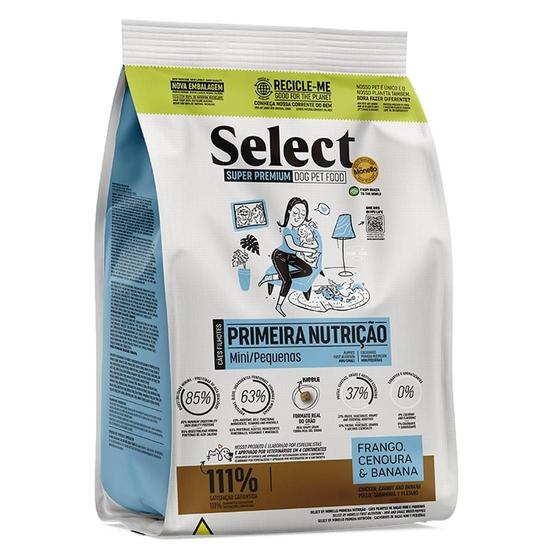 Imagem de Ração Seca Select by Monello Primeira Nutrição Frango, Cenoura e Banana para Cães Filhotes Porte Mini e Pequeno