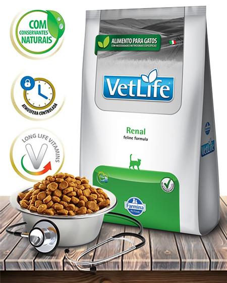 Imagem de Ração Seca Vet Life Natural Feline Renal para Gatos Adultos com Insuficiência Renal Crônica ou Temporária - 2Kg