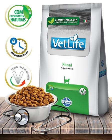 Imagem de Ração Seca Vet Life Natural Feline Renal para Gatos Adultos com Insuficiência Renal Crônica ou Temporária - 7,5Kg