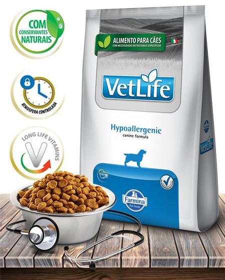 Imagem de Ração Seca Vet Life Natural Hypoallergenic para Cães Adultos com Problemas de Pele - 10,1Kg