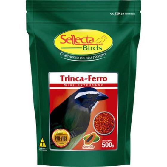 Imagem de Ração Sellecta Birds Trinca Ferro Mini Extrusado Mamão 500g