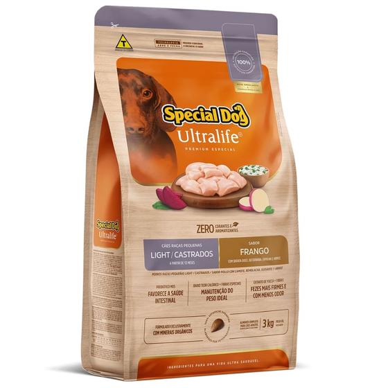 Imagem de Ração Special Dog Ultralife Light para Cães de Raças Pequenas Castrados Sabor Frango e Arroz 3KG