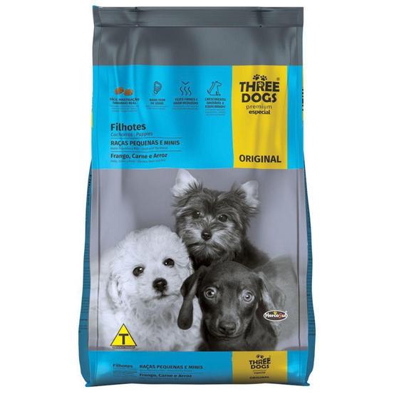 Imagem de Ração Three Dogs Original 15kg Premium Especial Cães Filhotes De Pequeno Porte E Minis