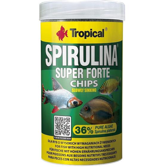 Imagem de Ração Tropical Super Spirulina Forte Chips Pote 130g