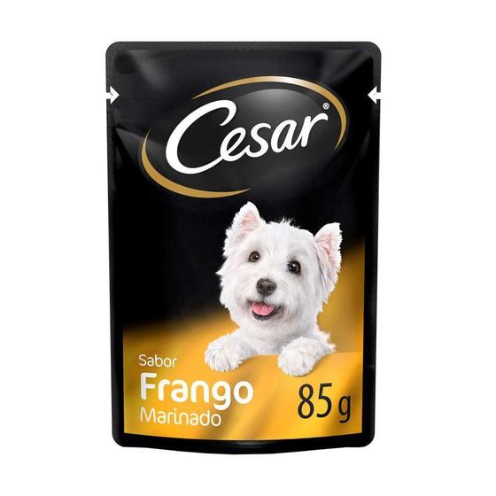 Imagem de Ração Úmida Cesar Sachê Cortes Selecionados Frango Marinado ao Molho Para Cães Adultos 85 g