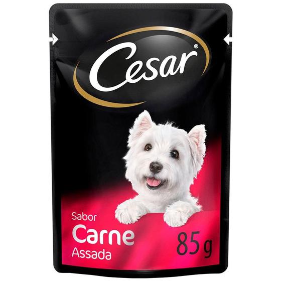 Imagem de Ração Úmida Cesar Sachê Cortes Selecionados Sabor Carne Assada ao Molho para Cães Adultos - 85 g