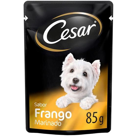 Imagem de Ração Úmida Cesar Sachê Cortes Selecionados Sabor Frango Marinado ao Molho para Cães Adultos - 85 g