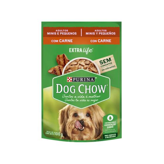 Imagem de Ração Úmida Dog Chow Cães Adultos Mini e Pequenos Carne 100 g