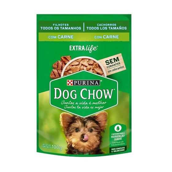 Imagem de Ração úmida dog chow sabor carne para cães filhotes - 100g