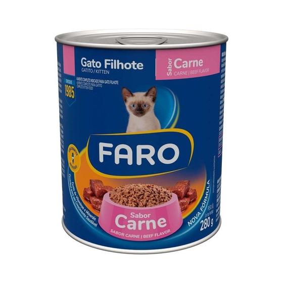 Imagem de Ração Úmida Faro Lata para Gatos Filhotes Sabor Carnes 280g