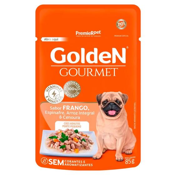 Imagem de Ração Úmida Golden Gourmet para Cães Adultos de Porte Pequeno Sabor Frango 85g