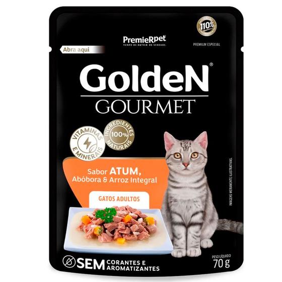 Imagem de Ração Úmida Golden Gourmet para Gatos Adultos Sabor Atum 70g