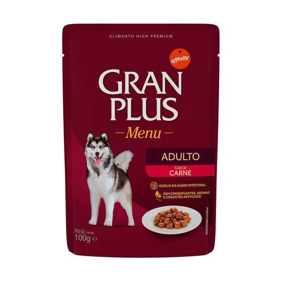 Imagem de Ração Úmida GranPlus Gourmet Sachê para Cães Adultos Sabor Carne - 100g