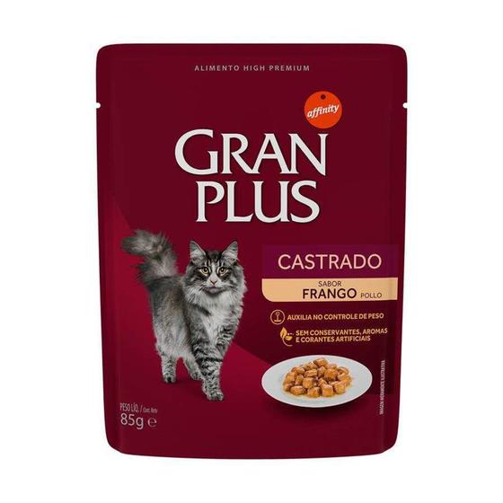 Imagem de Ração Úmida GranPlus Gourmet Sachê para Gatos Adultos Castrados Sabor Frango - 85g - Gran Plus