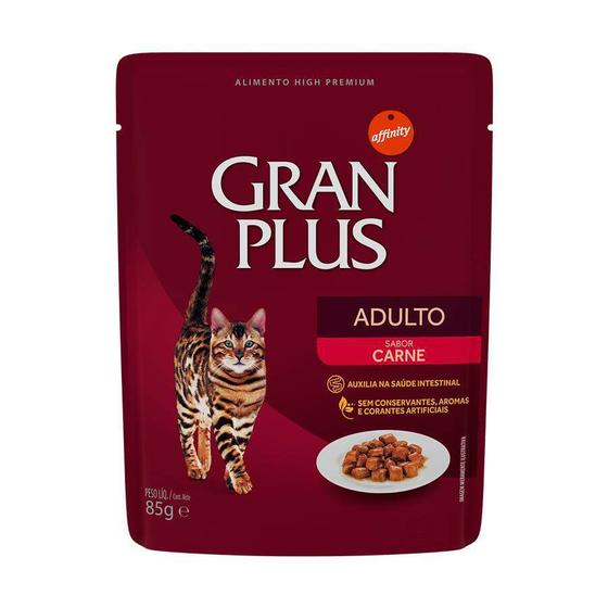 Imagem de Ração Úmida GranPlus Gourmet Sachê para Gatos Adultos Sabor Carne - 85g
